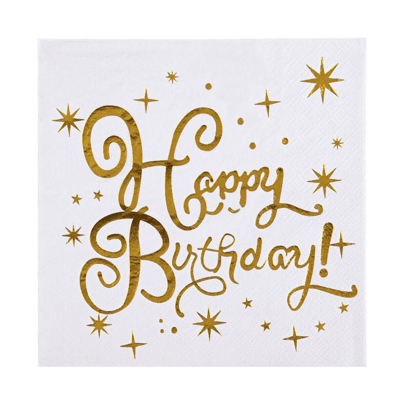 33x33 생일 축하 생일 칵테일 냅킨 3 분만에 핫 스탬핑 SJ3301을 가진 종이 냅킨